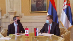 30 June 2021 National Assembly Speaker Ivica Dacic in meeting with Canadian Ambassador to Serbia Giles Norman